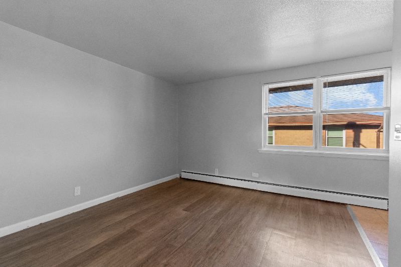 Living room with plank flooring